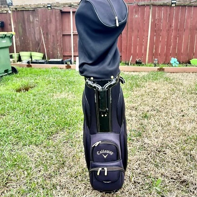 Bolsa de golfe vintage Callaway 3 vias azul marinho carrinho bolsa com capa de chuva! - Imagem 1 de 4
