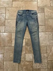 Amiri Half Track Zip Dust Indigo Denim Jeans - Picture 1 of 11