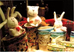 SOFT TOYS IN HAND-CRAFTED CONTAINERS Russian postcard - Bild 1 von 1