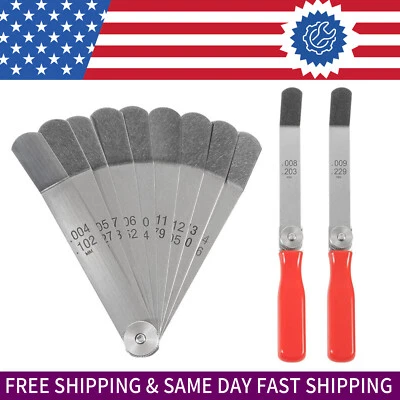 A308 Offset Valve Tappet Feeler Gauge Set 0.004"-0.014" 11-Blade with 2 Handles - Image 1 of 4