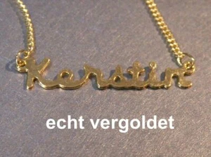 EDLE HALSKETTE KERSTIN KETTE ECHT VERGOLDET NAMEN NAMENSCOLLIER NAMENSKETTE NEU - Picture 1 of 1