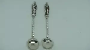 ANTIQUE SHEFFIELD TWO STERLING SILVER APOSTLE SALT SPOONS, MARTIN HALL & CO 1871 - Picture 1 of 5