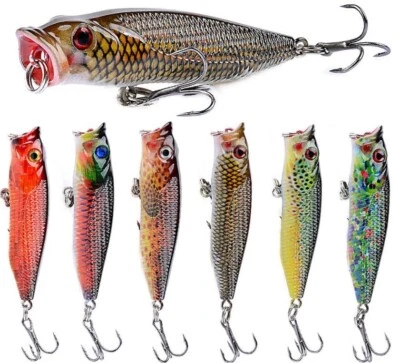 6 PIEZAS Señuelo de Pesca Topwater Popper Cebo 6 Colores Duro Artificial Wobblers Swimbait Foto 1 de 4