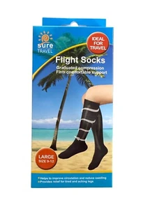SURE TRAVEL - FLIGHT SOCKS -  LARGE - 9-12 - BRAND NEW IN ORIGNAL PACKAGING - Picture 1 of 2