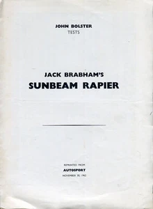 Sunbeam Rapier by Jack Brabham Autosport road test brochure UK market 1962 - Picture 1 of 1