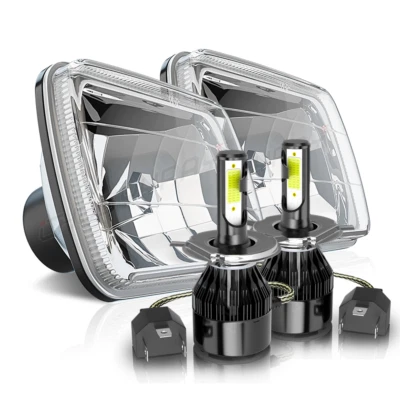 DOT Approved Pair 5x7 7x6 LED Headlights Withe H4 for Ford F650 F750 L9000 F 250 - Image 1 of 4