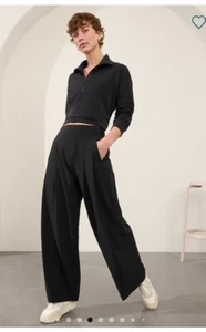 Athleta Brooklyn Heights Wide Leg Pant size 12T 12 Tall Black #533436 - Picture 1 of 10