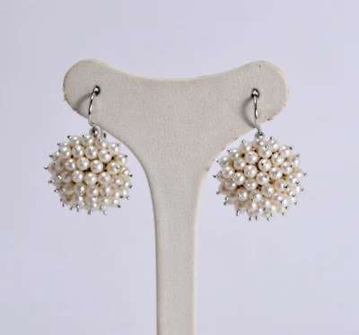 ORECCHINI  ARGENTO 925 RODIATO  PICCOLO PERLE  3 mm MONACHINA A MOLLA  AGHT 0822 - Immagine 1 di 3