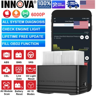 Bluetooth OBD Scanner Live Data Diagnostic Tool For iOS Android Full System Scan - Image 1 of 4