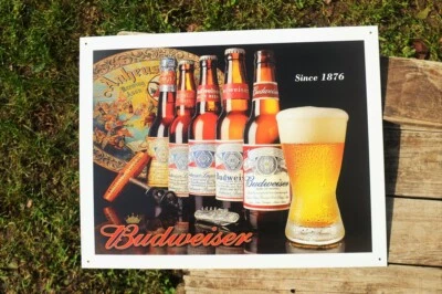 Budweiser Bottle Evolution Tin Sign - Anheuser Busch - Beer - Beechwood Aged Bud - Image 1 of 4