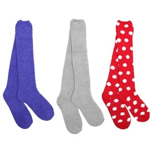 Super Soft Warm Microfiber Fuzzy Knee High Polka Dots Socks - 3 Pairs  Assort 2 - Picture 1 of 4