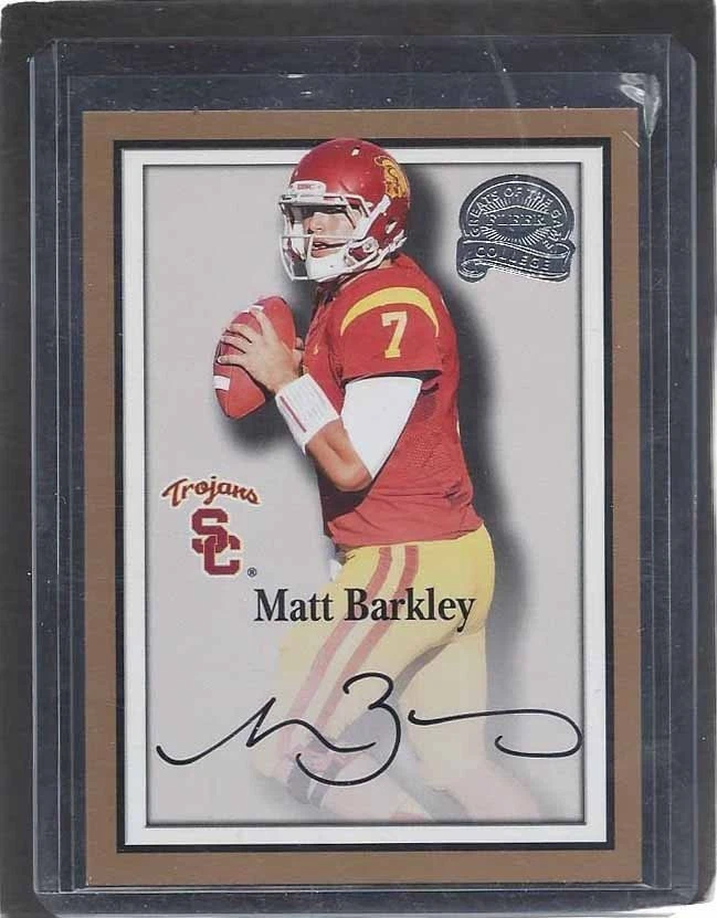 MATT BARKLEY 2013 FLEER RETRO FOOTBALL TROJANS USC ON CARD SSP RARE SP AUTO RC - Image 1 of 1