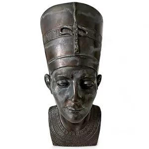 Büste Ägyptische Nofretete Skulptur IN Marmor Wirkung Bronze Interior Design H - Bild 1 von 17
