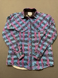 Vintage Rockmount Ranch Wear Long Sleeve Purple Blue Paisley  - Picture 1 of 6