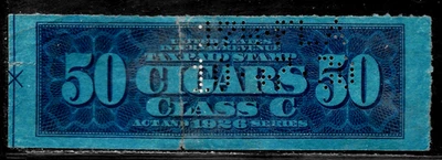 HICK GIRL-USED U.S. REVENUE 50 CIGARS CLASS " C " TAX STAMP SERIES 1926       A1 - Image 1 of 2