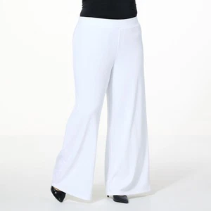 IMAN Global Chic All Day Elegance Petite Wide-Leg Ponte Pants White XL New - Picture 1 of 3