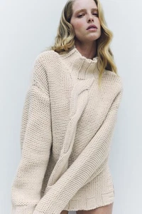 SUÉTER ZARA CABLE TEJIDO - CRUDO NUEVO CON ETIQUETAS TALLA PEQUEÑA - Imagen 1 de 6