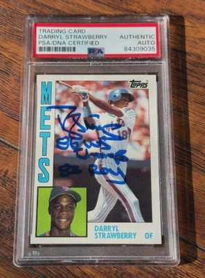 1984 Topps #182 Darryl Strawberry RC Auto PSA AUTHENTIC AUTO * TWO INSCRIPTIONS - Image 1 of 2