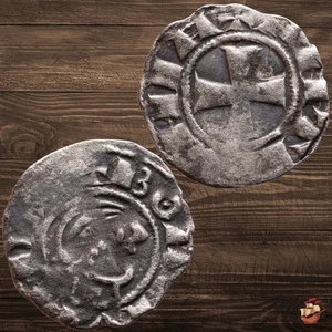 Medieval crusader coin - Denier - Bohemond III Minority - Antioch @U475 - Picture 1 of 8
