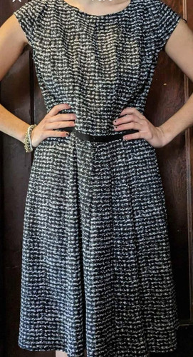 VETEMENTS Abito donna Elle taglia media aderente e svasato nero tweed cappuccio maniche media 7 8 Cu