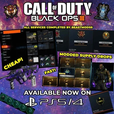 CHEAP BLACK OPS 3/BO3 MODDED ACCOUNT PS4/PS5 | LEVEL 1000 MULTIPLAYER + ZOMBIES - Image 1 of 4