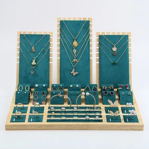 Jewellery Storage Tray Necklace Display Stand Grey Wooden Conter top Organiser ^ - Picture 1 of 17