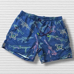 Costume da bagno Savage Tacticians XL blu neon teschio fucile tattico tavola pantaloncini - Foto 1 di 8