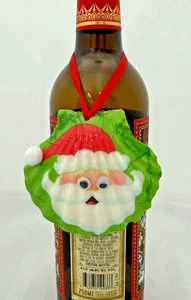 Decoupage Shell Art Bottle Charm Christmas Ornament of Santa - Picture 1 of 4