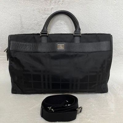 Bolso de Negocios Burberry Etiqueta Negra Nylon Cuero Cuadros A4 Almacenamiento Hombres Bolso JPN Ori Foto 1 de 4