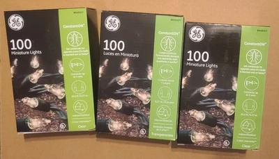 NEW 3-pack GE 100 Clear Mini Christmas Lights 61.8 ft Total Indoor/Outdoor - Image 1 of 4