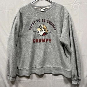 Disney Store Happy To Be GRUMPY Sweatshirt Mens L Large Gray Fuzzy Fleece Dwarfs - Picture 1 of 8