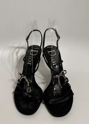 Vtg Christian Dior by John Galliano CD Logo Bow Sandal Heels 35.5 - Image 1 of 4