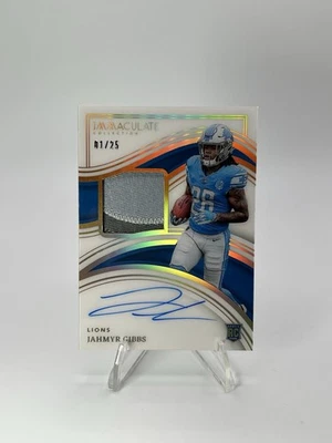 2023 Panini Immaculate: Jahmyr Gibbs Rookie Patch Auto 1/25 Gold Lions - Image 1 of 3