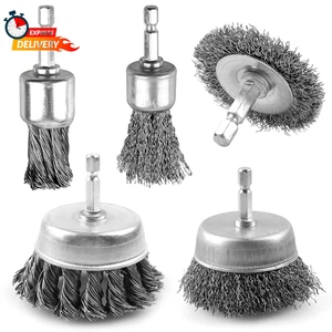 5 Pezzi Set Spazzola Filo Trapano, Ruota Spazzola Filo Resistente per Trapano, 1/4'' Esagonale Sha - Foto 1 di 6