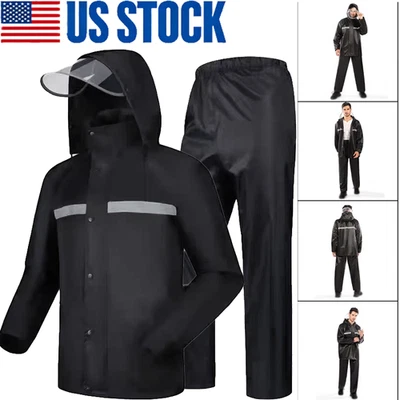 Trajes de lluvia para hombres mujeres Chaquetas Pantalón Equipo Impermeable Moto Hivis Foto 1 de 4