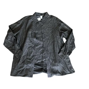 Eileen Fisher Charcoal Gray Sueded Rayon Two Piece Tank Button Down Size L NWT - Picture 1 of 5
