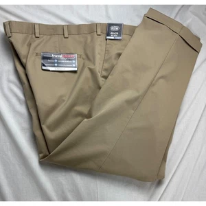Roundtree Yorke Classic Pleated Big Man Khaki Pants 46x29 Travel Smart Stretch - Picture 1 of 9