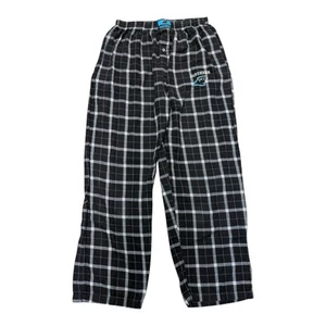 Vintage Y2K Reebok Carolina Panthers Plaid Pajama Lounge Pants Black Men’s XL - Picture 1 of 8