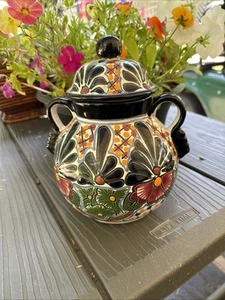 Talavera Pottery Ginger/ Cookie Jar Hand Painted Garay Pottery Mexico 9” W Lid - Picture 1 of 14