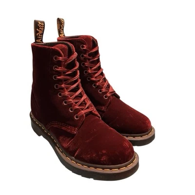 Ботинки женские Dr Martens Page 1460 вишневый бархат размер 6 готический гранж 8 глаз Pascal - Изображение 1 из 4