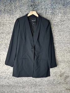 Madewell Blazer Womens 10 Black Single Button Longline Polyester Style F4066 - Picture 1 of 6