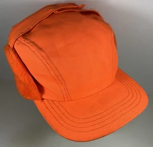 Vintage Blaze Orange Mütze Thinsulate Winter Jagd Trapper Cap Größe Large L - Bild 1 von 10