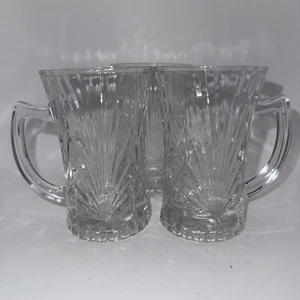 Vintage Aderia Glass Irish Coffee Mugs Clear Cut Glass Made in Japan Set Of 3 - Picture 1 of 8