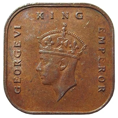 1943 British Malaya 1 Cent Coin - George VI - KM#6 - Singapore, Malaysia WW2 Era - Image 1 of 2