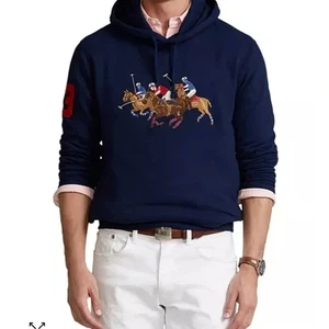 Neu ohne Etikett Ralph Lauren blau Reitsport Grafik Hoodie Herren Large " - Bild 1 von 1