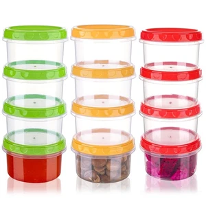 12 Pack 8oz Plastic Containers with Lids Stackable Small Freezer Container - Picture 1 of 6