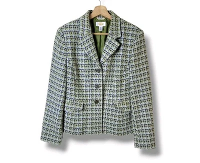 Blazer de tweed vintage Talbots para mujer 10 lana Preppy dinero antiguo EE. UU. tela italiana Foto 1 de 4