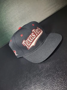 Vintage 1990's Texas Tech Red Raiders Hat Cap Fitted 7 1/2 Black Zephyr Graf-X - Picture 1 of 18