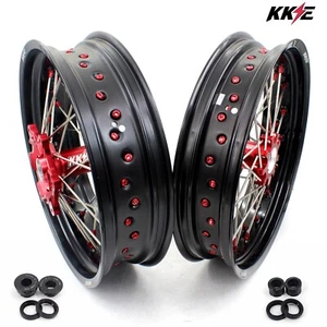 Llantas KKE 17"" para Honda XR650L 1993-2024 Supermoto ruedas CNC bujes rojos tamaño OEM - Imagen 1 de 12