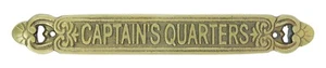 Aged Brass Sign Door Plaque Nautical Beach House Sailor Boat Captain's Quarters - Picture 1 of 3